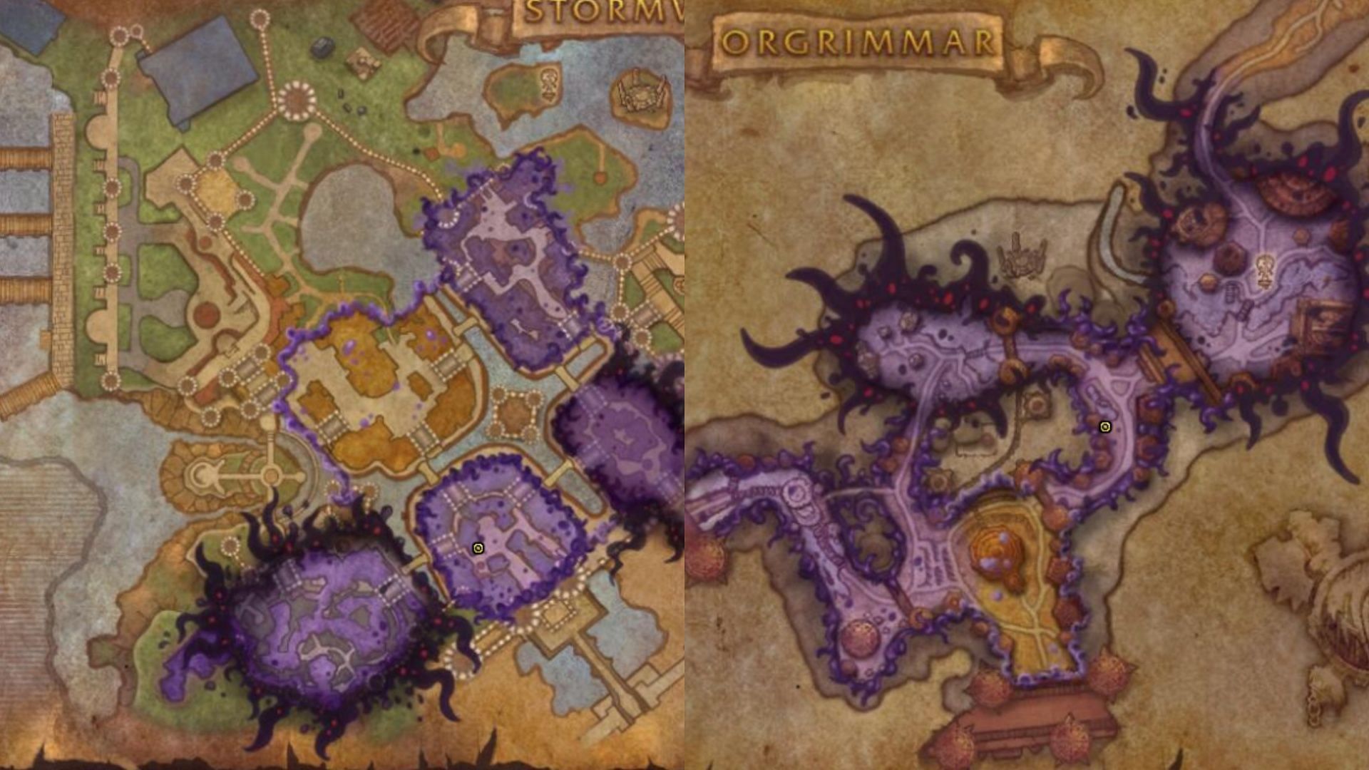 The left side of the map shows the Magic-Lined Manifold location and the right is the Engine Block (Image via Blizzard Entertainment)